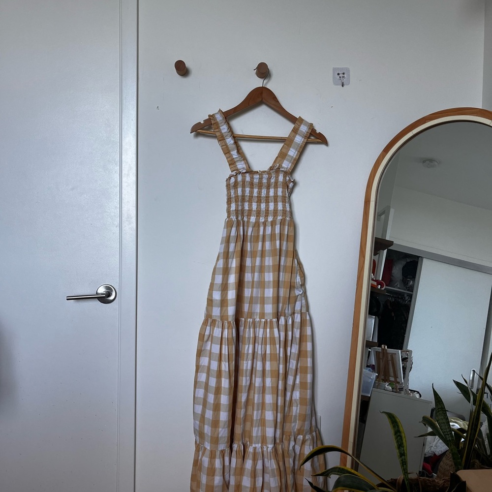 Abercrombie & Fitch Yellow Checkered Midi Dress - Picture 4 of 5